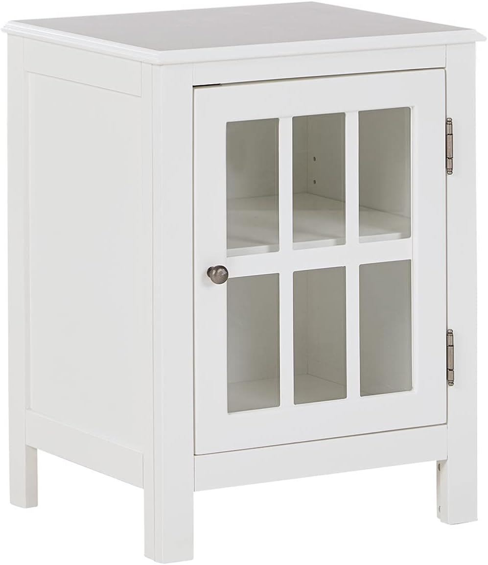 White Modern Farmhouse Accent Cabinet End Table E396636