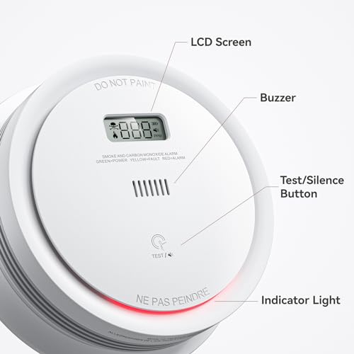 2 in 1 Smoke Detector Carbon Monoxide Detector with LCD Display (1pack) Q690