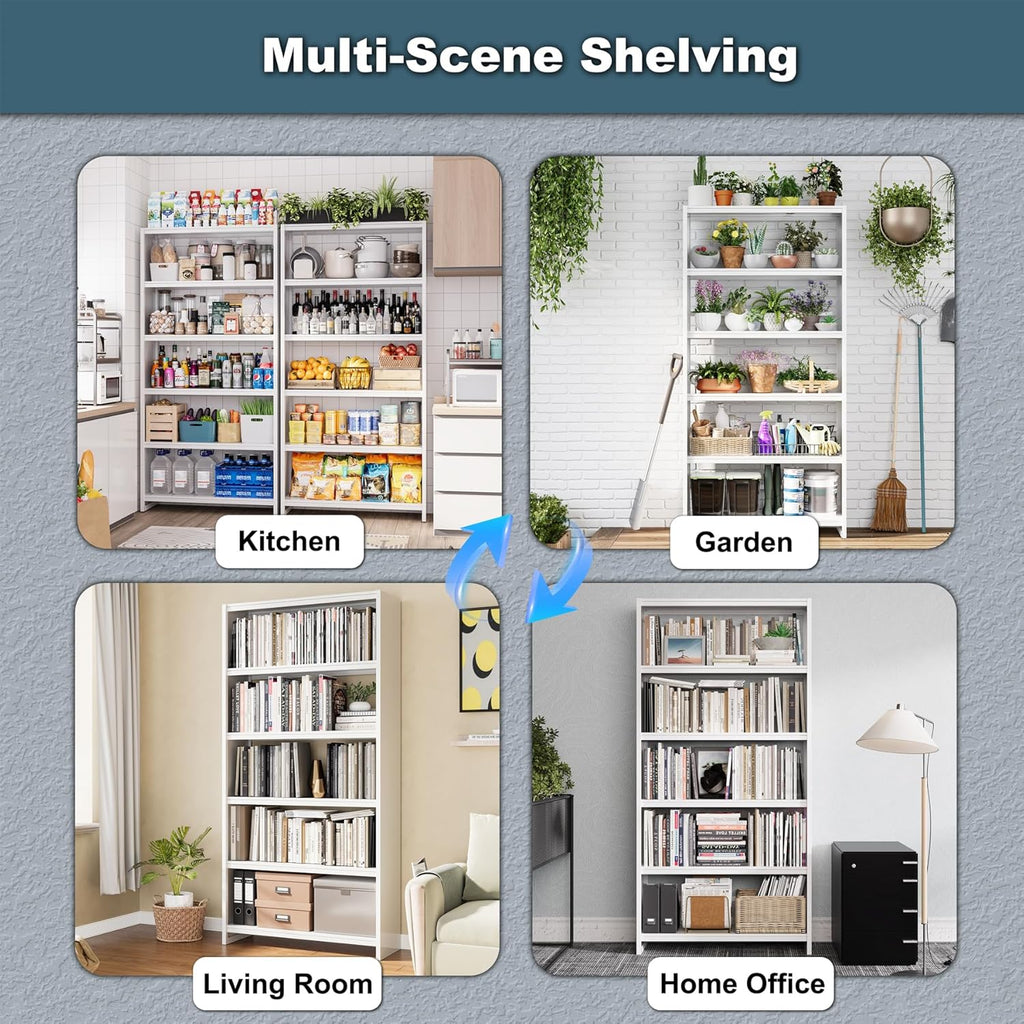 White 5 Tier Metal Bookcase F154
