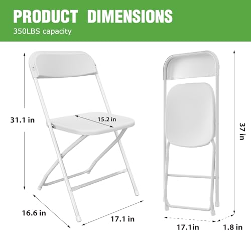 10 Pack White Plastic Folding Chair with Steel Frame M832841