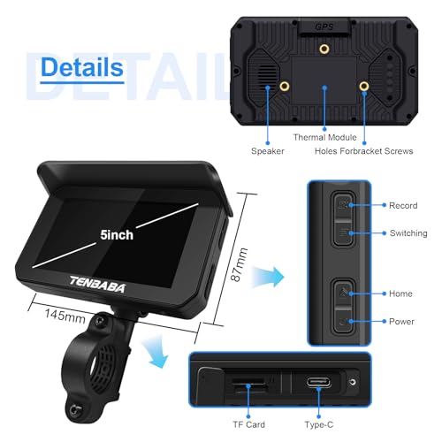 5" Waterproof Motorcycle GPS Navigation with Wireless Apple CarPlay & Android Auto H9142