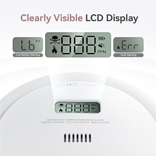 2 in 1 Smoke Detector Carbon Monoxide Detector with LCD Display (1pack) Q690