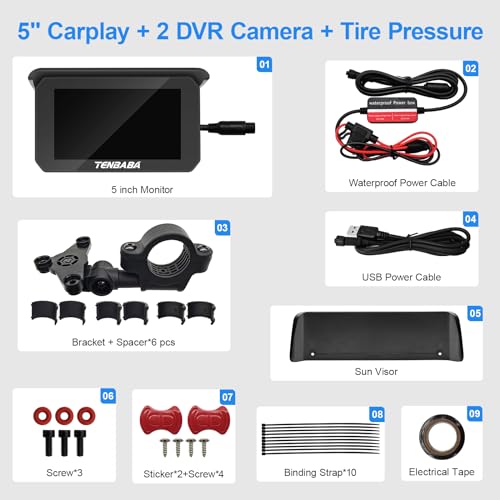 5" Waterproof Motorcycle GPS Navigation with Wireless Apple CarPlay & Android Auto H9142