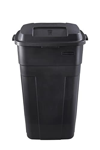 Heavy-Duty Wheeled Trash Can with Lid, 34-Gallon, Black M41578