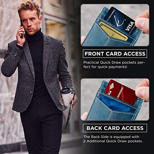 RFID Blocking Genuine Leather Slim Bifold Wallet P1041