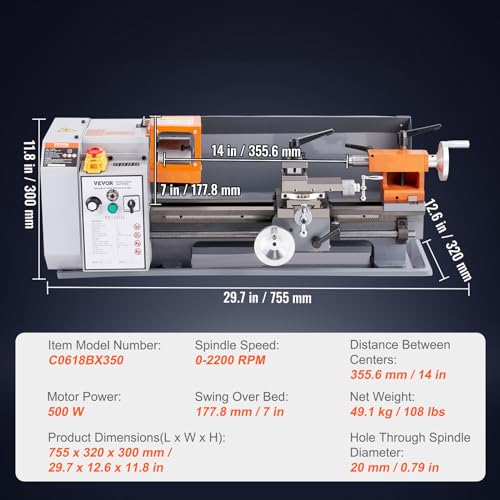 7'' x 13.78'' Metal Lathe with Tool Box J809252