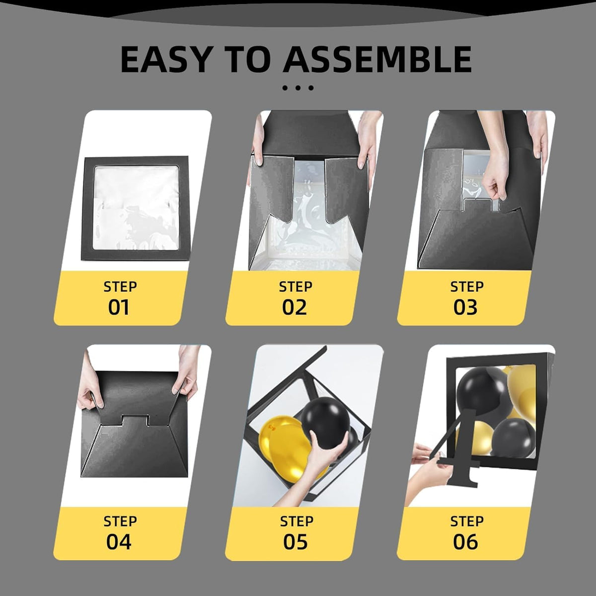 5Pcs Black Balloon Boxes with Graduation Cap U101419