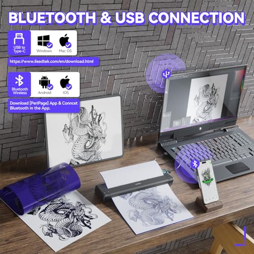 Wireless Bluetooth USB Tattoo Stencil Printer with Stencil Paper S704