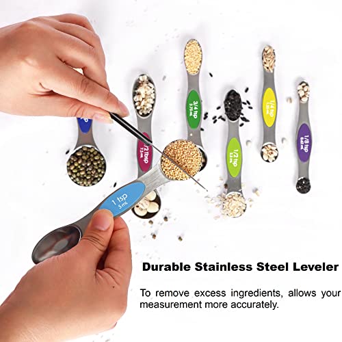 Magnetic Stainless Steel Measuring Spoons Set with Leveler F84043