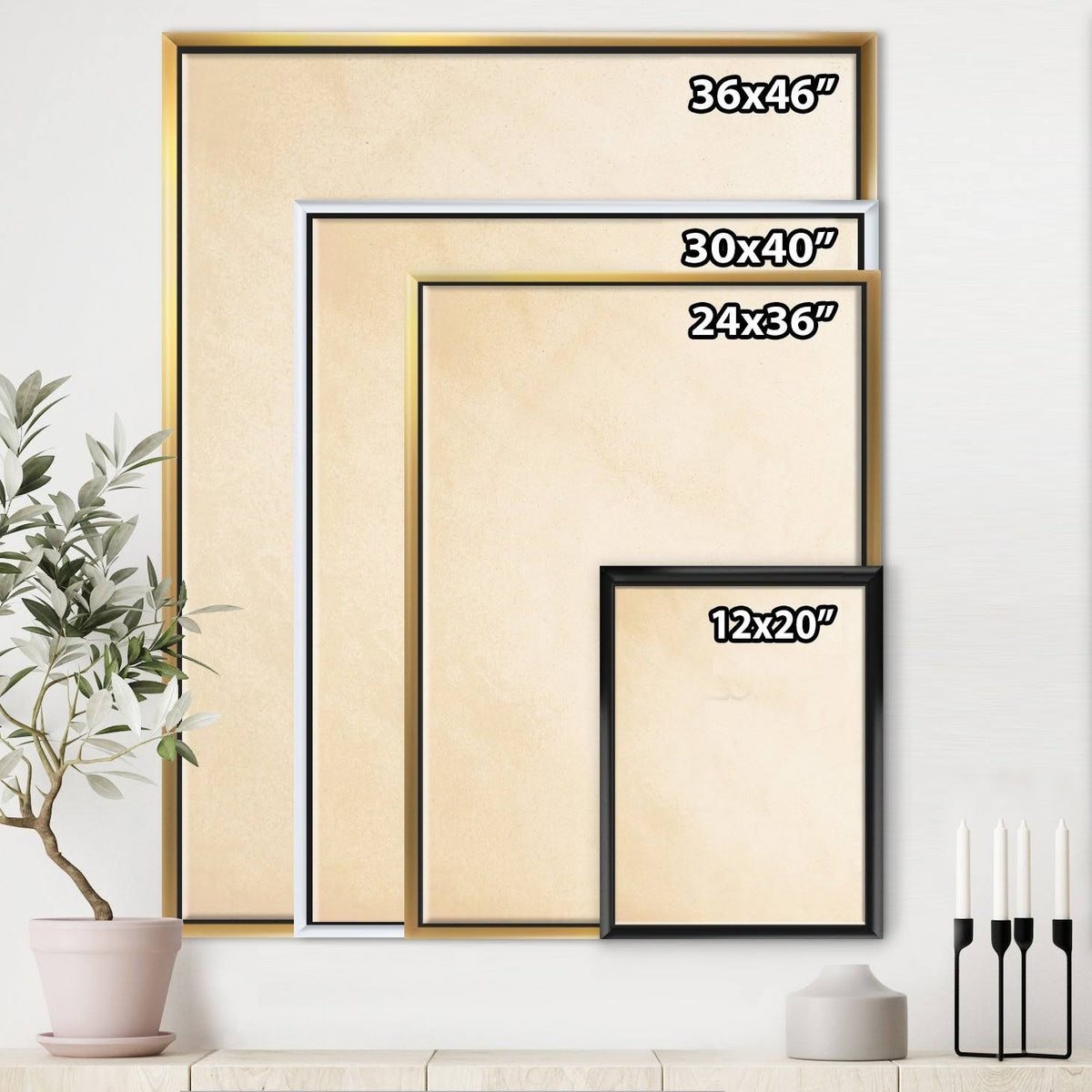 Framed Canvas 30 in. Wide x 40 in. High Black M894836