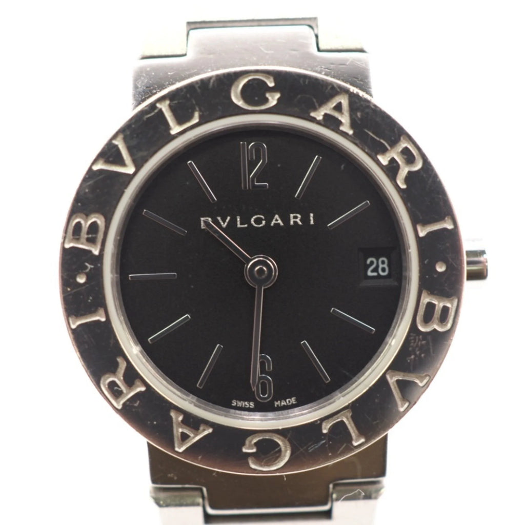 Pre-Owned Black Dial Silver Ladies Watch O6389