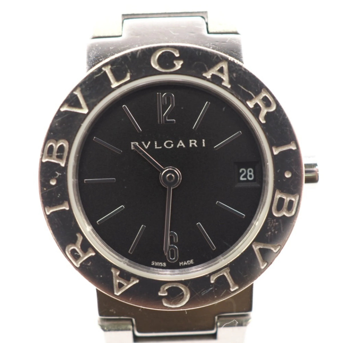 Pre-Owned Black Dial Silver Ladies Watch O6389