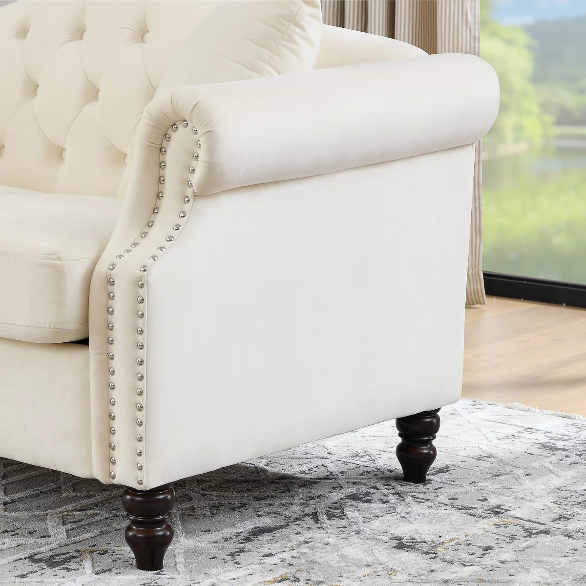 Grey Velvet 2 Seater Chesterfield Sofa T84773