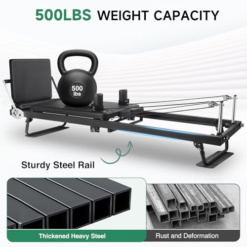 91.5inch Foldable Pilates Reformer with Pilates Ring Circle & Headrest, Jumpboard, Dual Resistance Springs Z5547