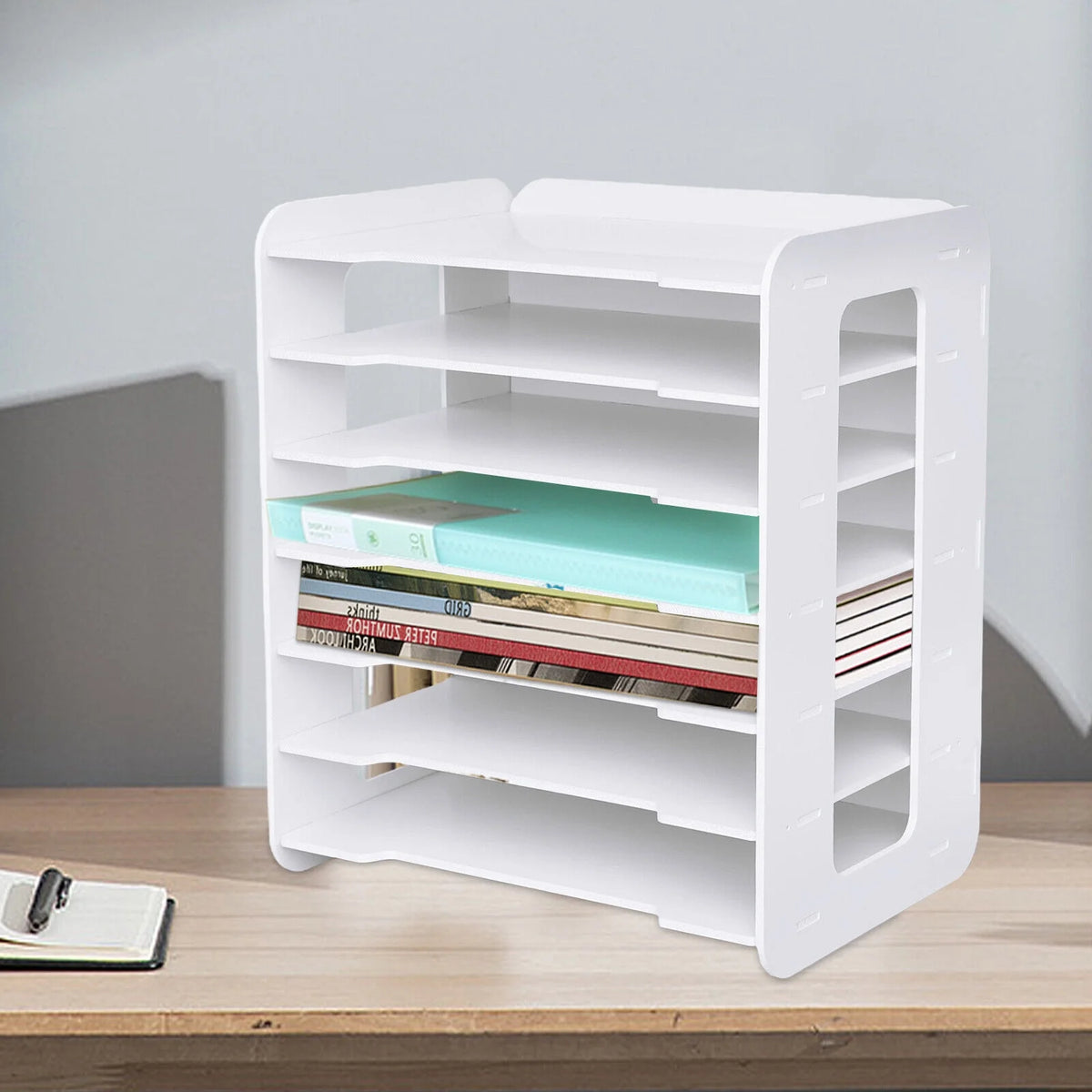 7 Tier Desktop Organizer File Shelf Document Storage Rack F8692