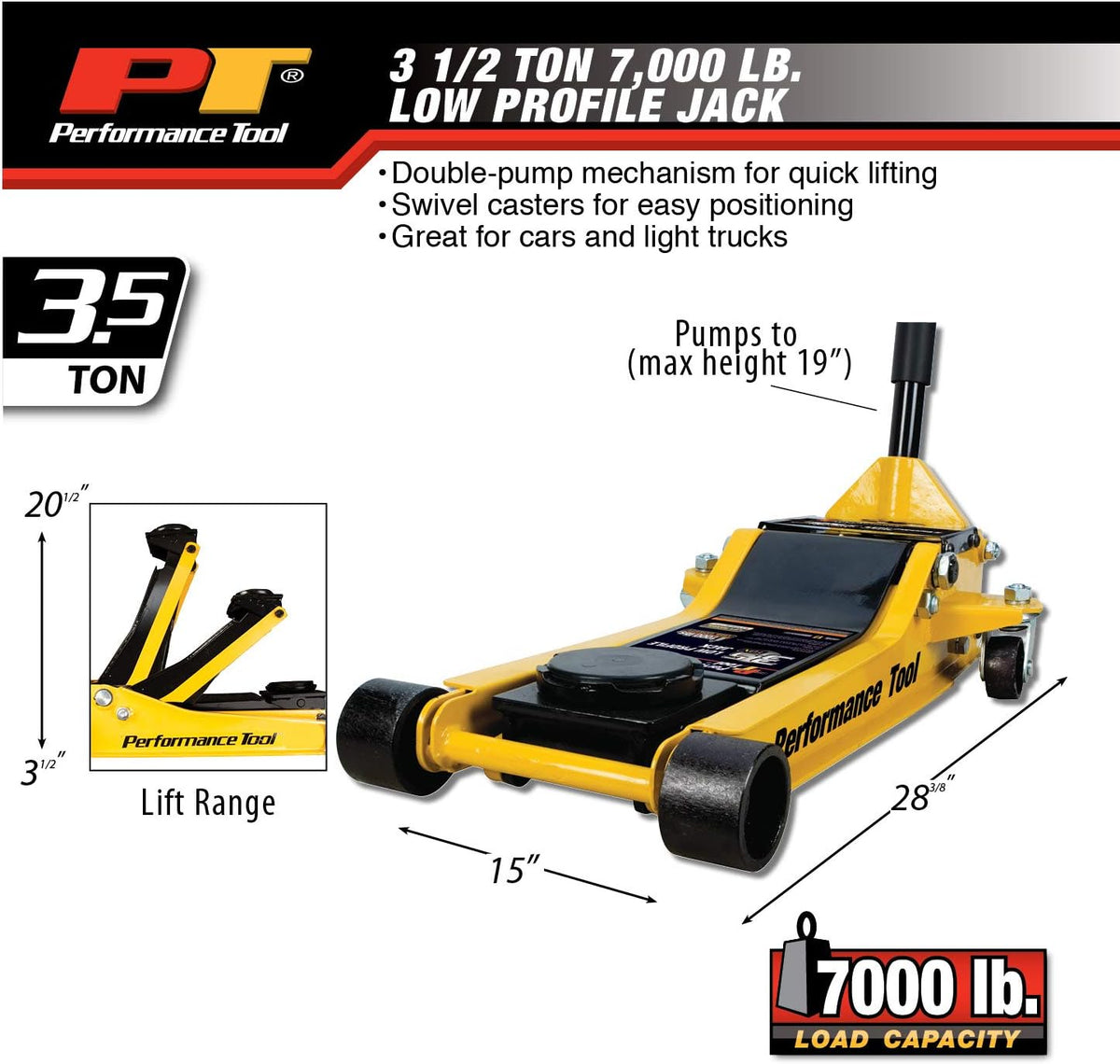 3.5-Ton Low-Profile Swiveling Floor Jack O41873