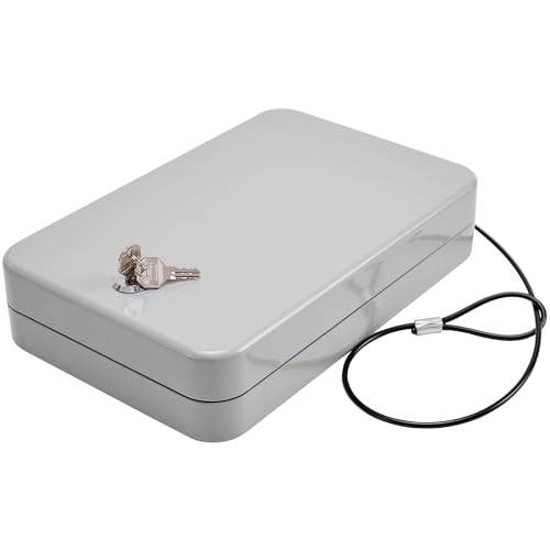 Black Portable Handgun Safe Lock Box with Key Lock R281654