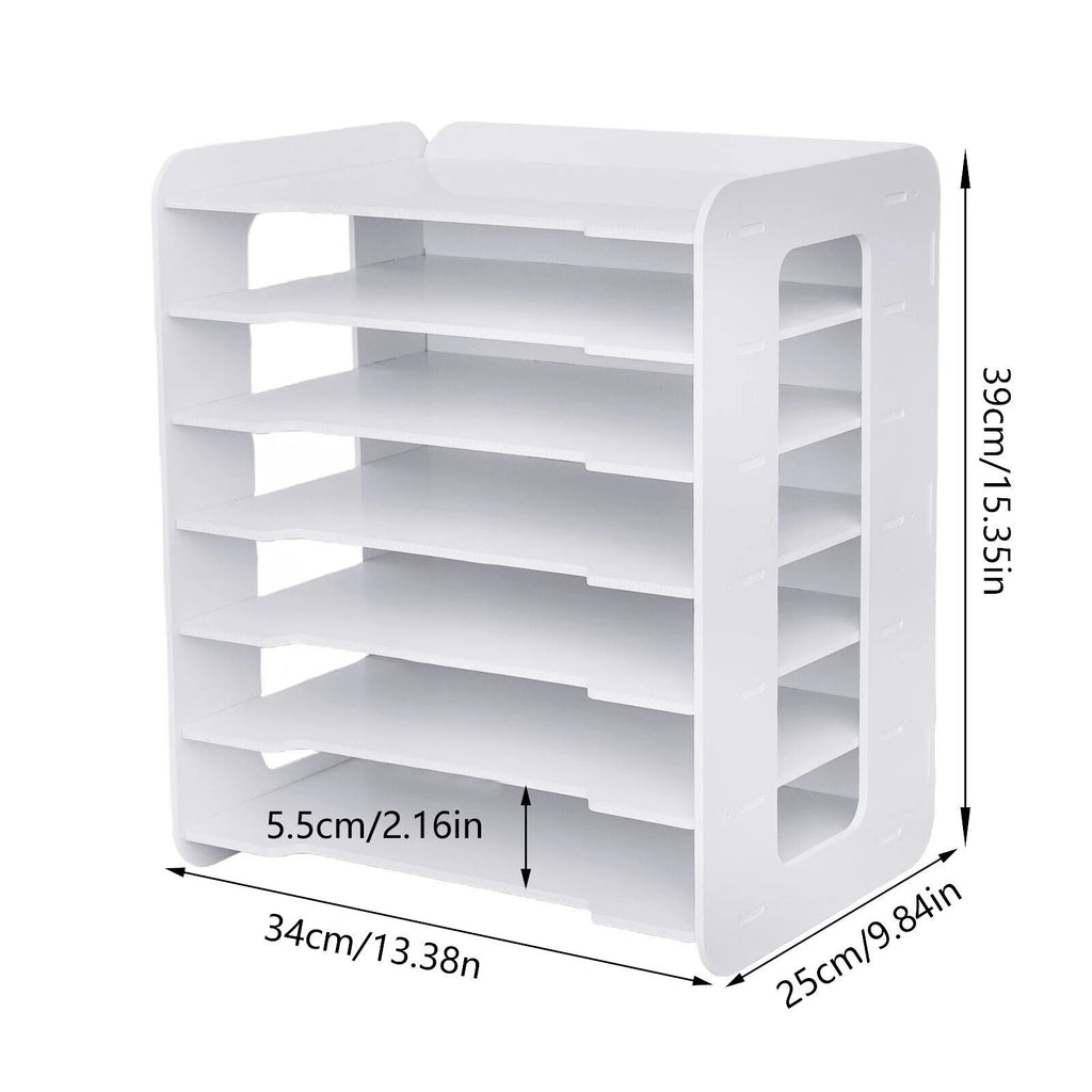 7 Tier Desktop Organizer File Shelf Document Storage Rack F8692