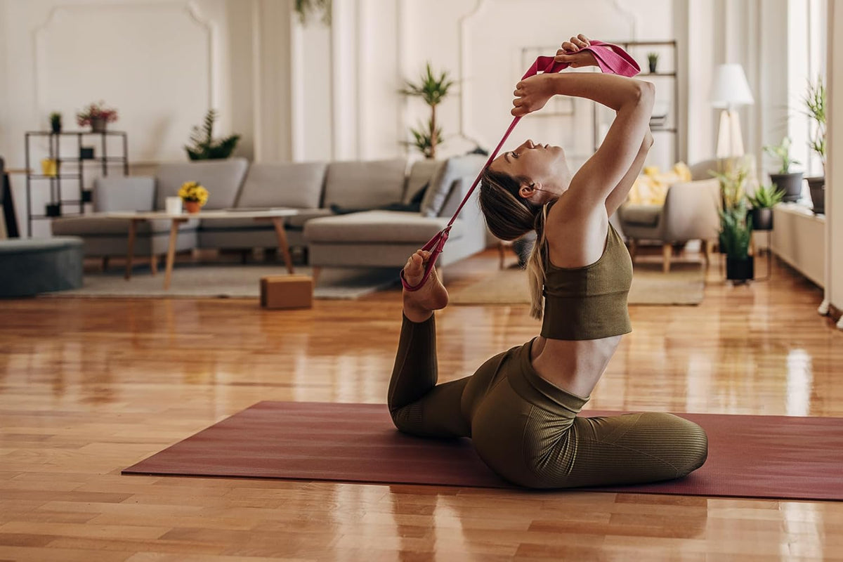 Plum Rectangular Yoga Bolster and Yoga Strap Set Q514