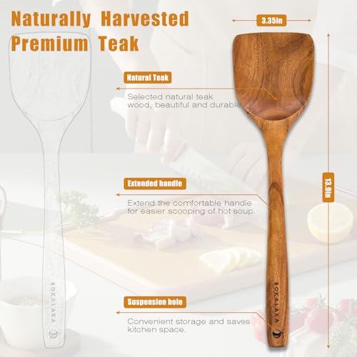 10 Pcs Natural Teak Wooden Kitchen Utensils Set J917468