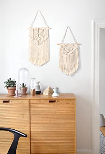2 Pcs Macrame Wall Hanging, Small Size 13" L x 10" W and 16" L x 10" W W56252