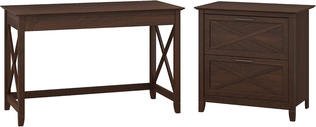 Washed Gray Writing Desk with 2 Drawer File Cabinet B76423