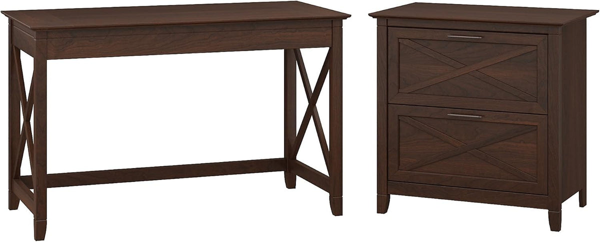 Washed Gray Writing Desk with 2 Drawer File Cabinet B76423