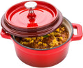 8 Ounce Red Enameled Cast Iron Mini Casserole Dish with Lid I6706