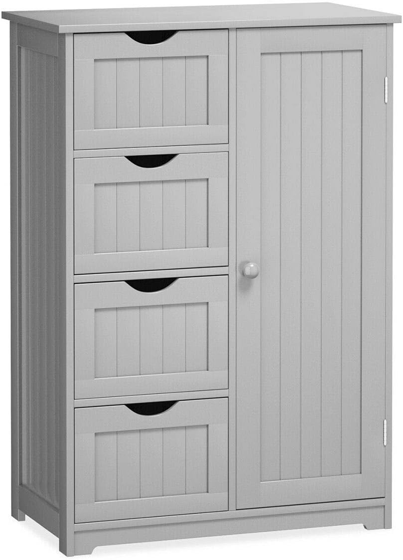 Grey Freestanding Bathroom Floor Cabinet with 4 Drawer X511