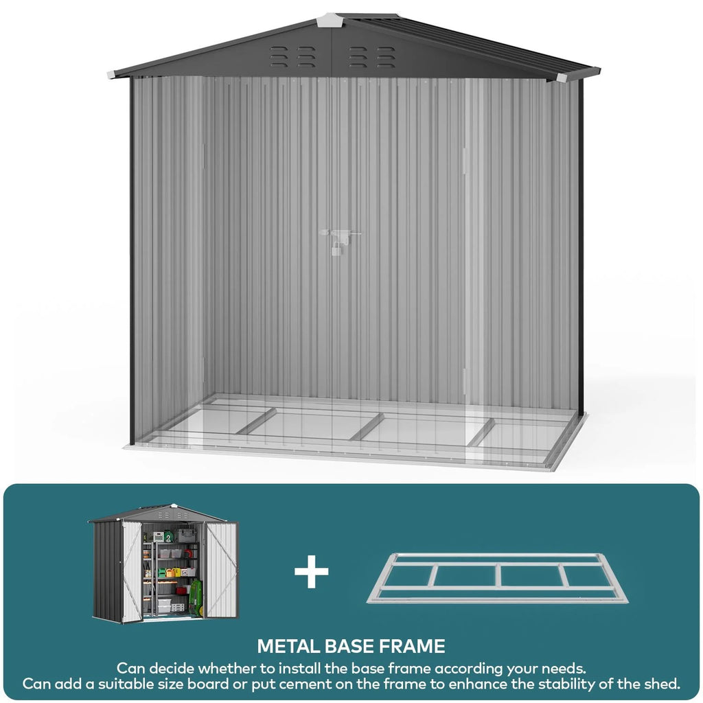 Dark Gray Metal Garden Shed W717170