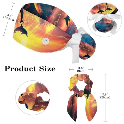 Cotton Scrub Caps with Buttons and Sweatband D571