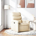 Cream Fabric Recliner Chair with Manual Adjustment L51858