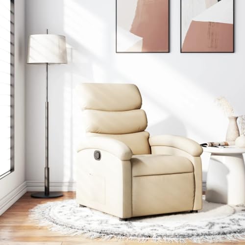 Cream Fabric Recliner Chair with Manual Adjustment L51858