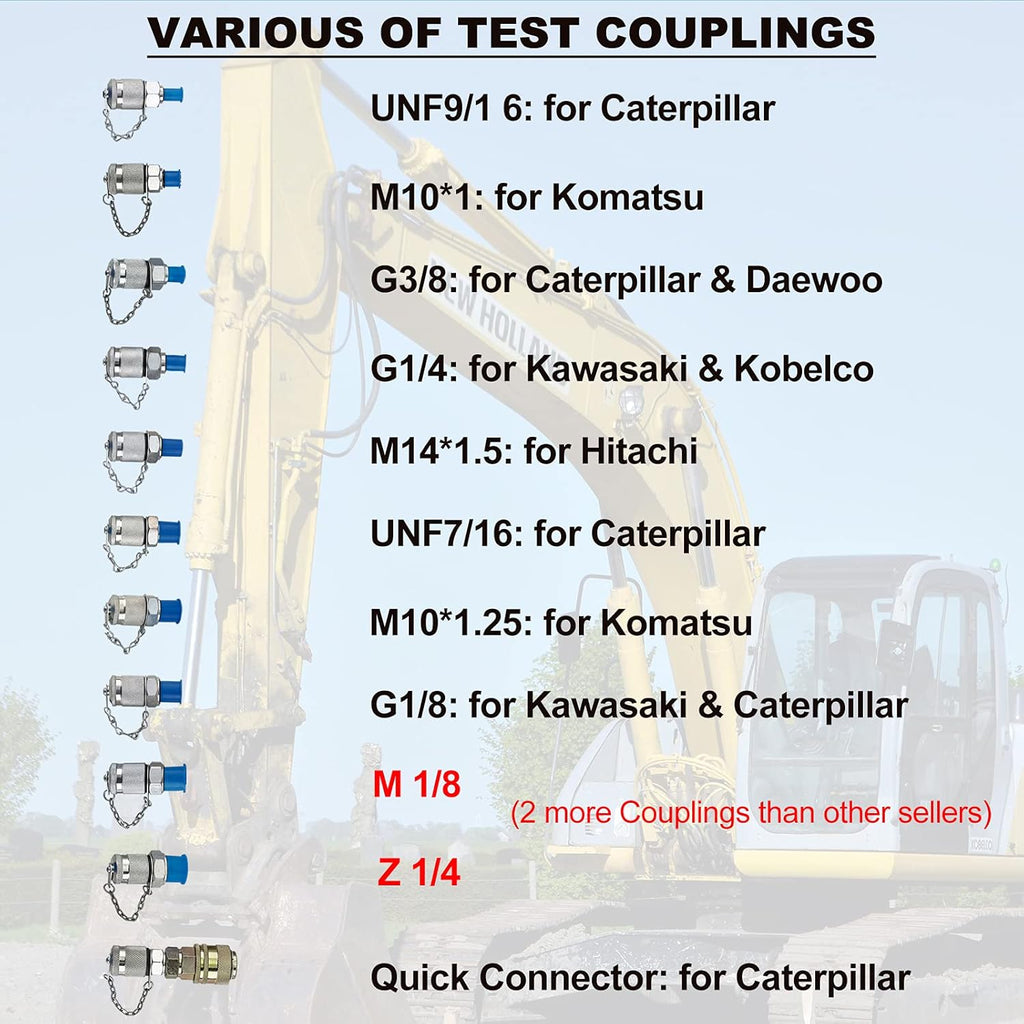 Hydraulic Pressure Test Kit with 11 Couplings 25/40/60 Mpa J9596