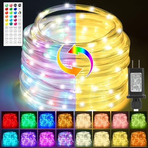 33ft Warm White 100 LED Rope Lights with Remote C664