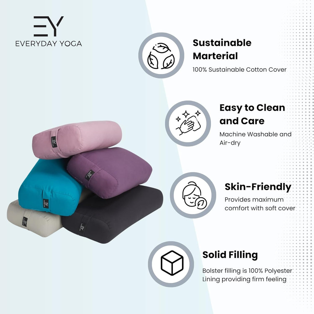 Plum Rectangular Yoga Bolster and Yoga Strap Set Q514