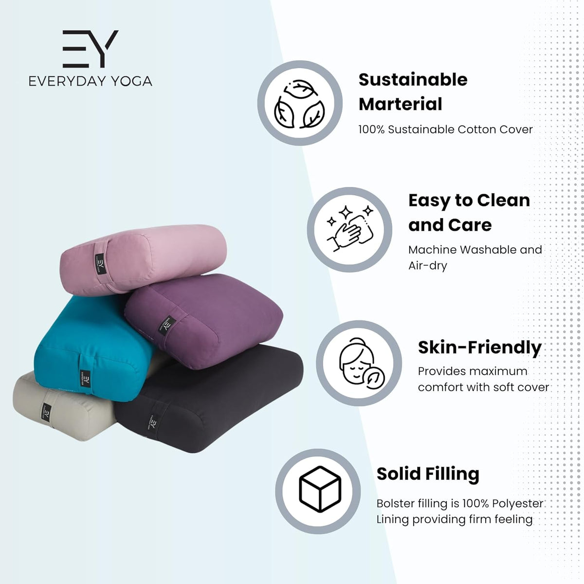 Plum Rectangular Yoga Bolster and Yoga Strap Set Q514