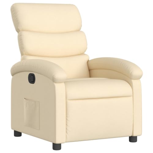 Cream Fabric Recliner Chair with Manual Adjustment L51858