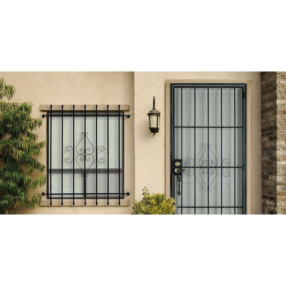 36 in. x 80 in. Black Surface Mount Outswing Steel Security Door with Expanded Metal Screen X380