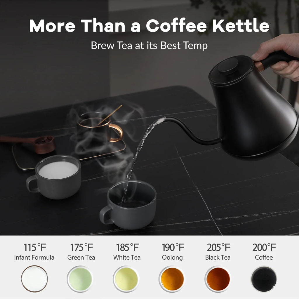 Electric Gooseneck Kettle 0.8L 1200W Matt Black O248