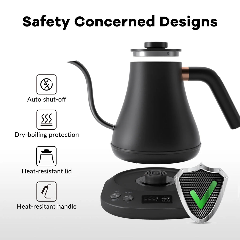 Electric Gooseneck Kettle 0.8L 1200W Matt Black O248