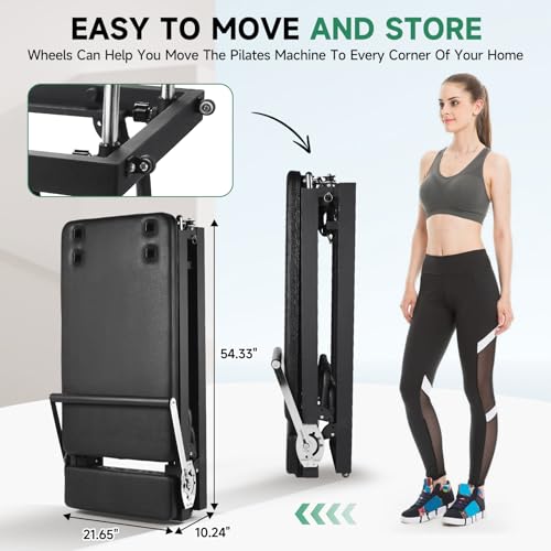 91.5inch Foldable Pilates Reformer with Pilates Ring Circle & Headrest, Jumpboard, Dual Resistance Springs Z5547