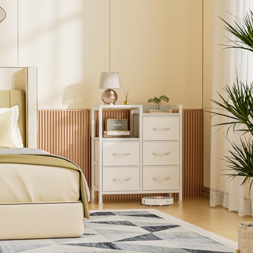 5 Drawer Black Fabric Dresser with Metal Frame H7177