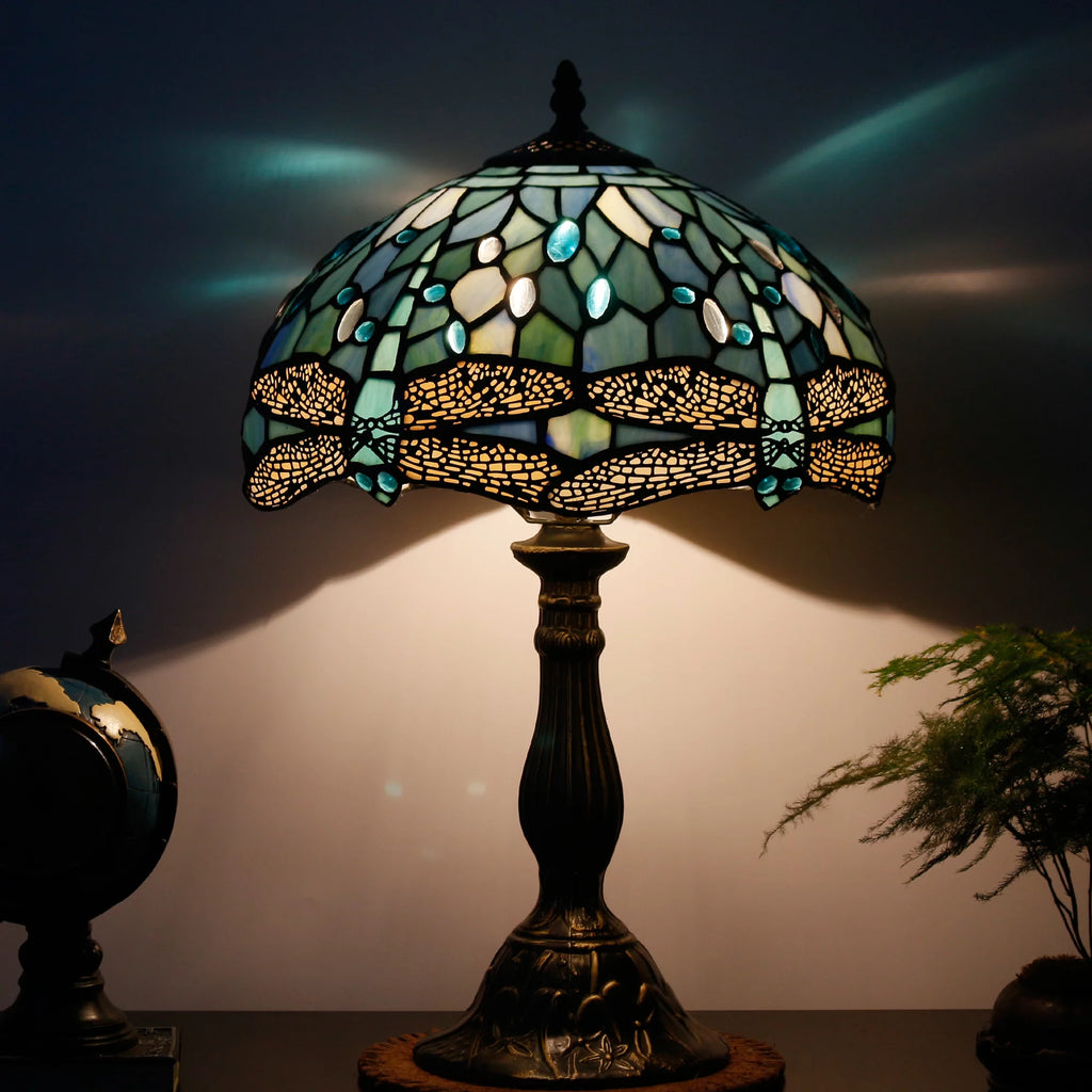 Sea Blue Stained Glass Table Lamp 18" Tall J26510