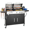 3 Burner Propane Gas and Charcoal Grill Combo with Side Burner, 37,000 BTUs 685 SQIN Dual Fuel Outdoor BBQ Grill Y24814