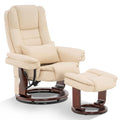 Cream White Faux Leather Recliner Chair with Ottoman J288765