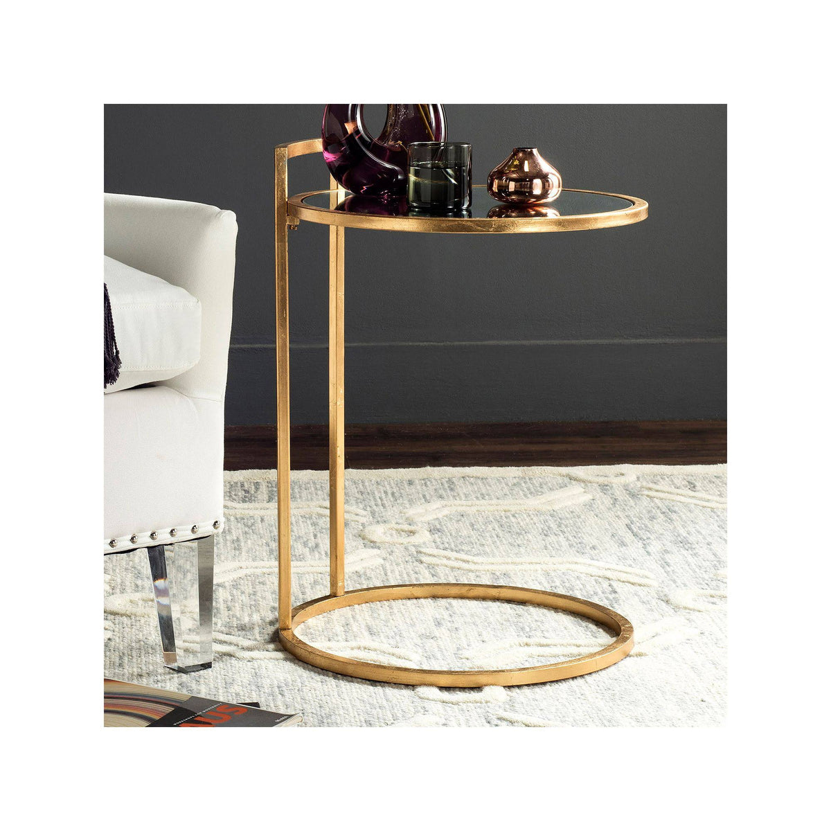 Round Gold Leaf End Table K534