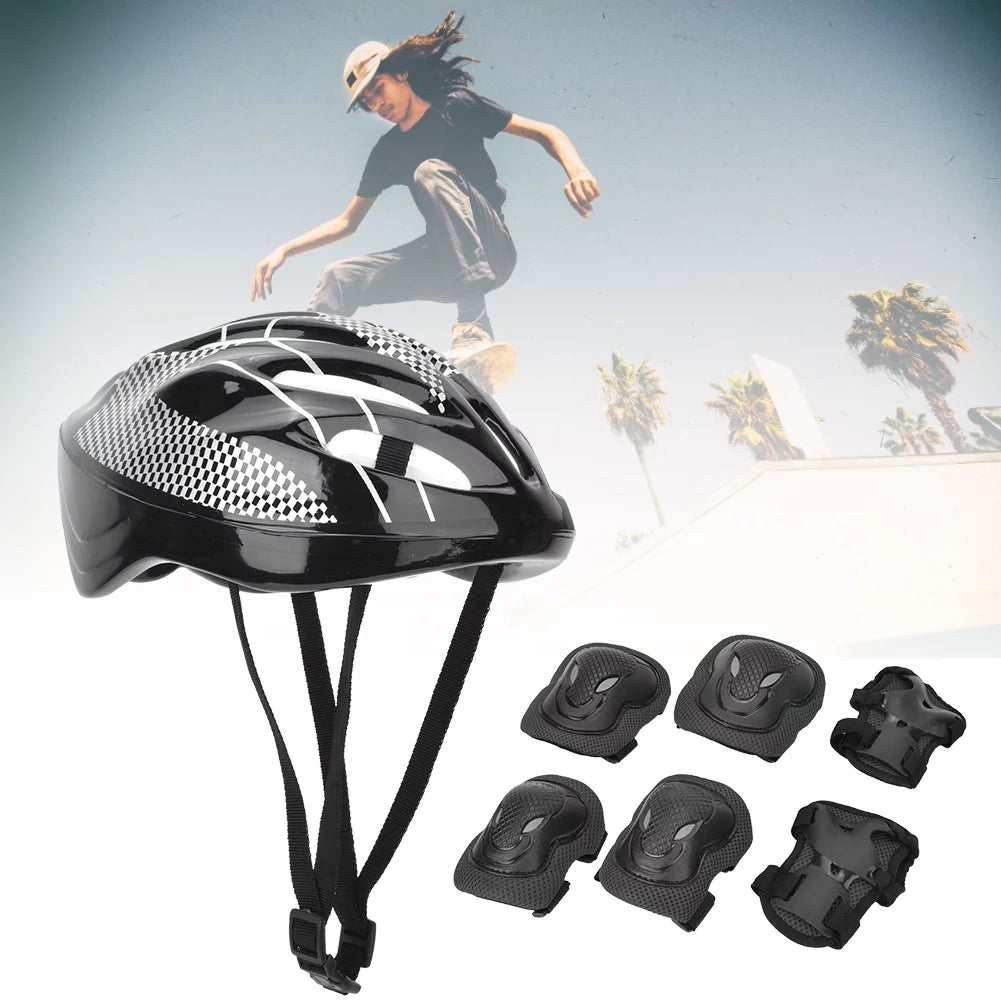Black Adult Knee Pads and Helmet Protection Gear Set S8951