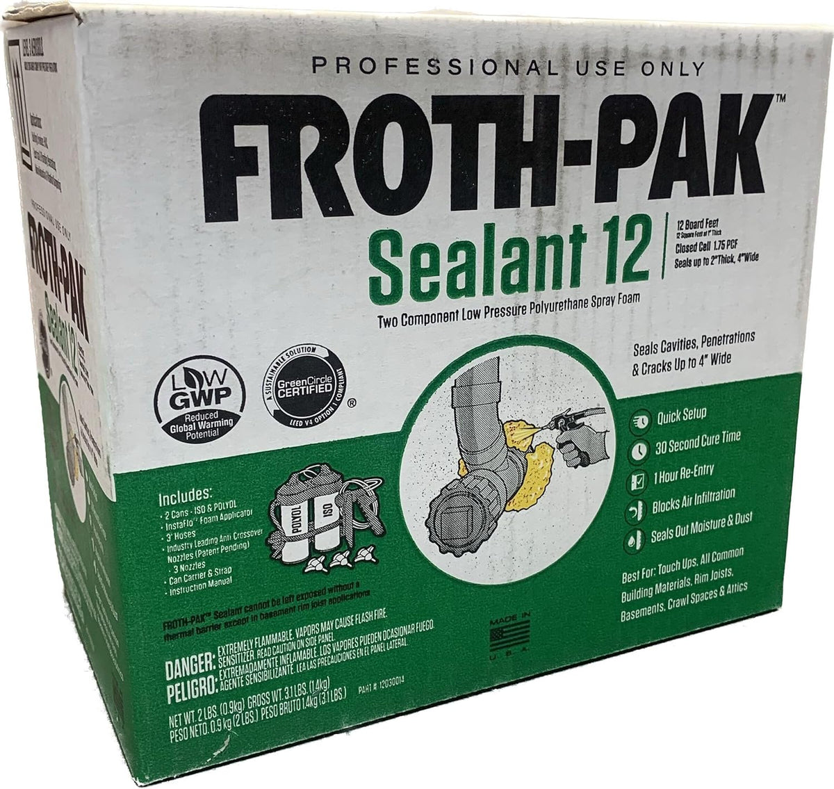 Froth-Pak Foam Sealant, Cream, 3.3 lb., 12 Board Feet Spray Foam Sealant Kit Q66640