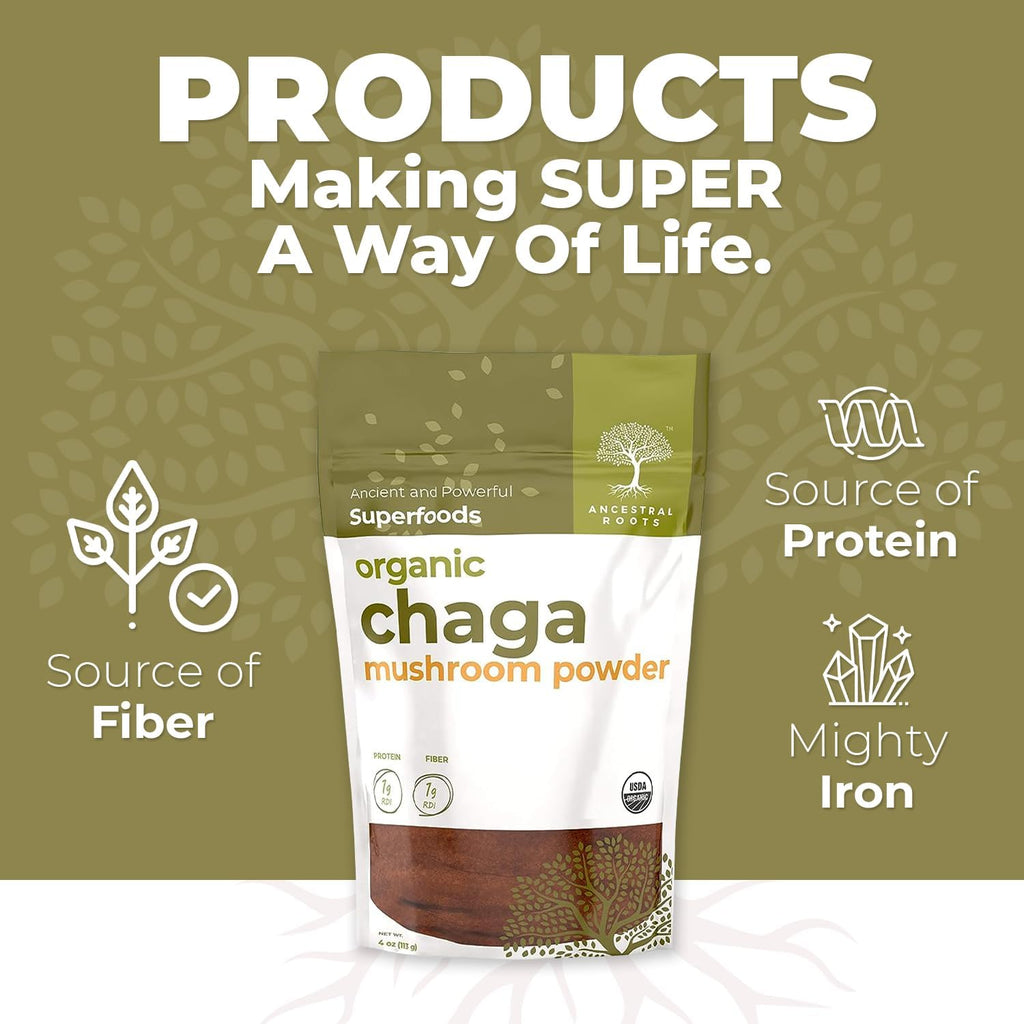 Organic Chaga Mushroom Powder, 4 oz, USDA Organic B894